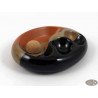 Pfeifenascher Keramik schwarz/braun oval 2 Ablagen 