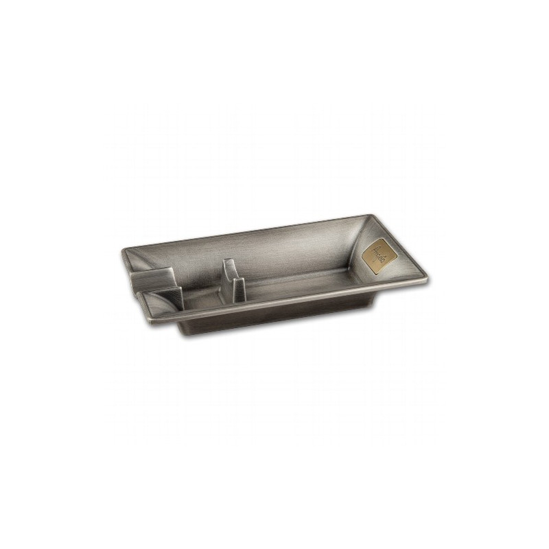 Zigarren-Ascher Metall chrom mit 1 Ablage 