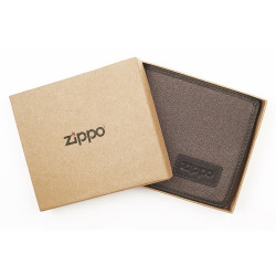 Geldbörse Zippo Leder/Canvas Mocca-grau 7 Karten 11x10,5x1,5cm