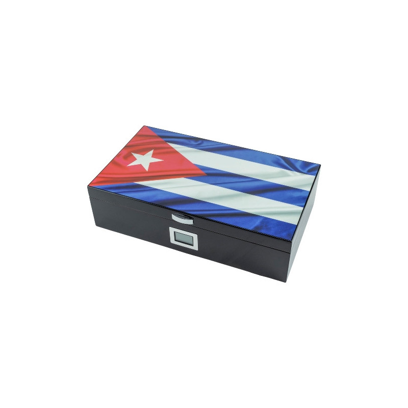 Humidor "Cuba Flag" glänzend H10 x B38 x T22cm 30-40 Cig.