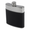 Taschenflasche/Flachmann Edelstahl Leder schwarz/chrom 6 oz 11,5x9x2  cm