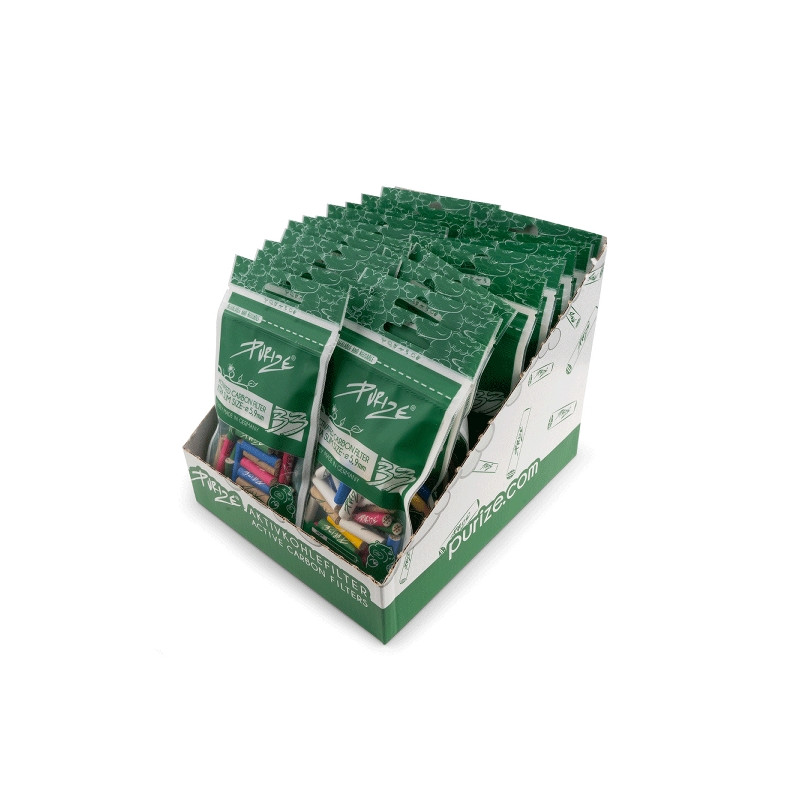 PURIZE Xtra Slim Ø 5,9 mm Aktivkohle 20 Beutel (660 Filter) Color Mix