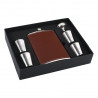 Taschenflasche/Flachmann Edelstahl Leder 8oz Geschenkset