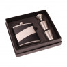 Taschenflasche/Flachmann Edelstahl schwarz 6oz Geschenkset