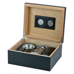 Humidor Set schwarz matt für ca. 40 Cigarren mit Zubehör