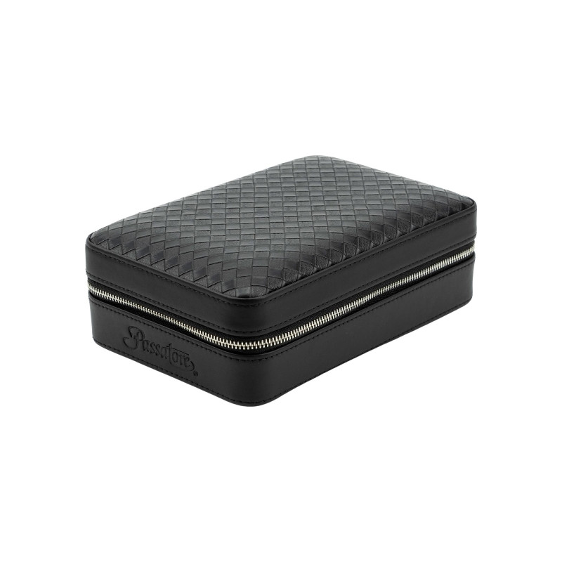 Reisehumidor PASSATORE Lederoptik schwarz für 4 Cigarren