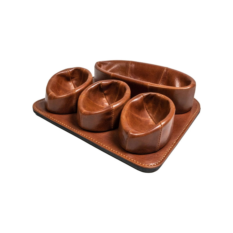 Pfeifenpantoffel 3er Leder braun antik mit Ablagefach